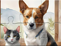 Xogo Jigsaw Puzzle: Oil Painting Dog And Cat