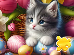 Xogo Jigsaw Puzzle: Easter Cat
