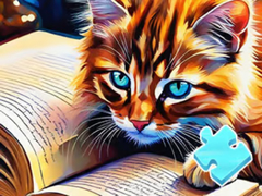 Xogo Jigsaw Puzzle: Cat Reading