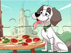 Xogo Jigsaw Puzzle: Dog Eating Pizza
